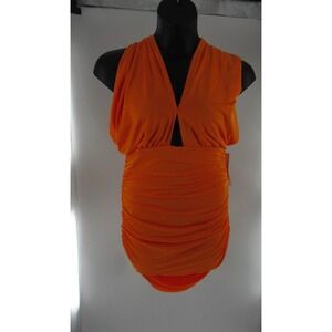 Almost Famous Orange Ruched Halter Neck Dress Women's XL